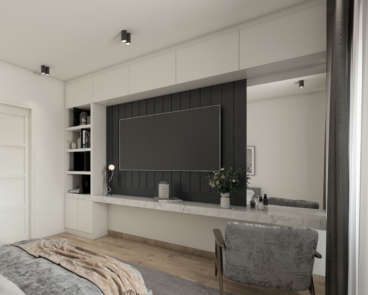 Modern TV Cabinet Design With Open Storage Units
