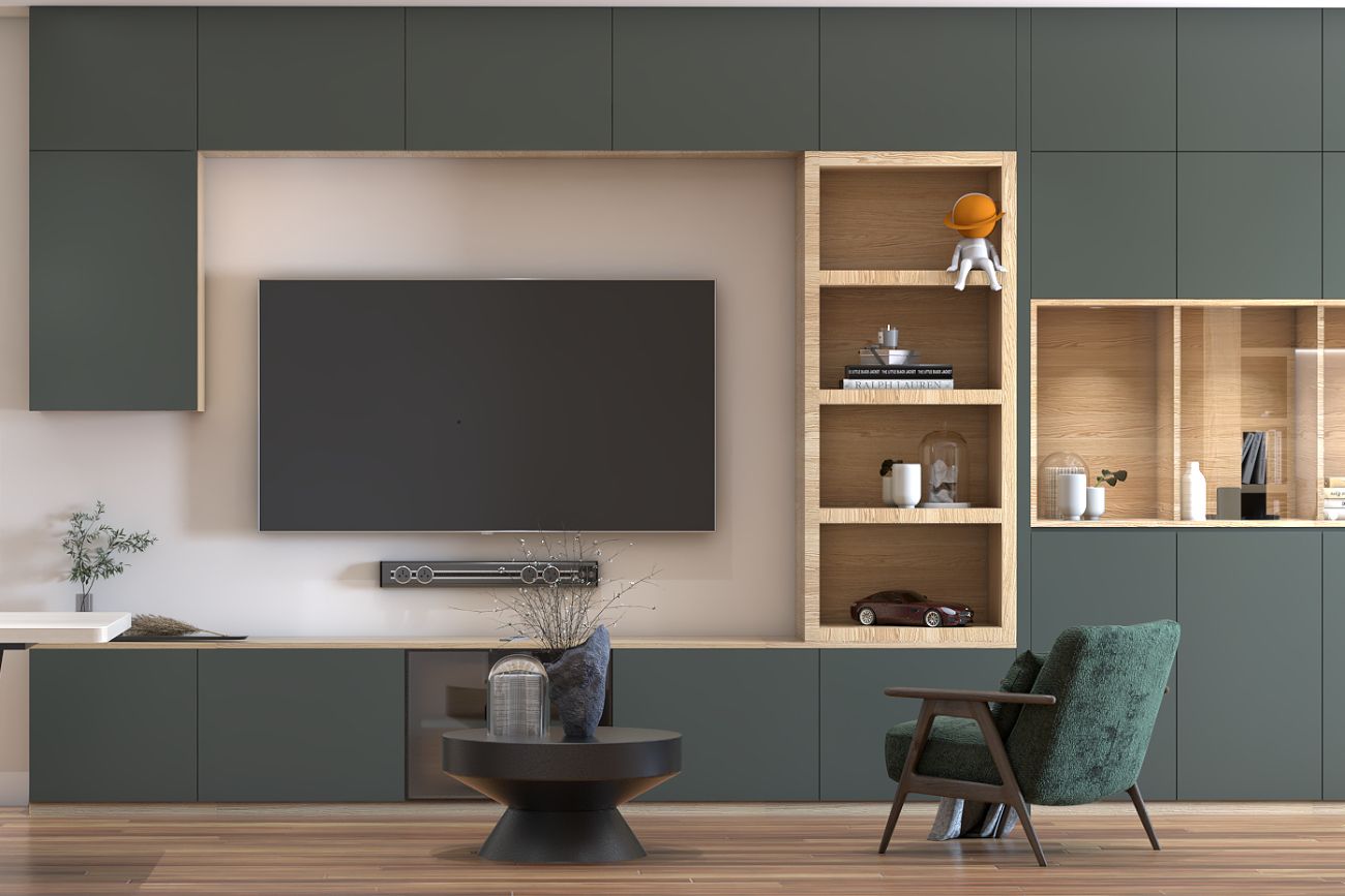 Contemporary TV Cabinet Design With Loft Storage