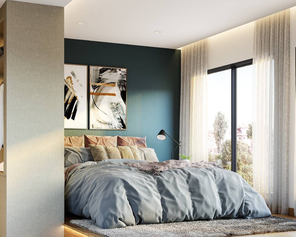Dark Blue Wall Paint Design For Modern Bedrooms