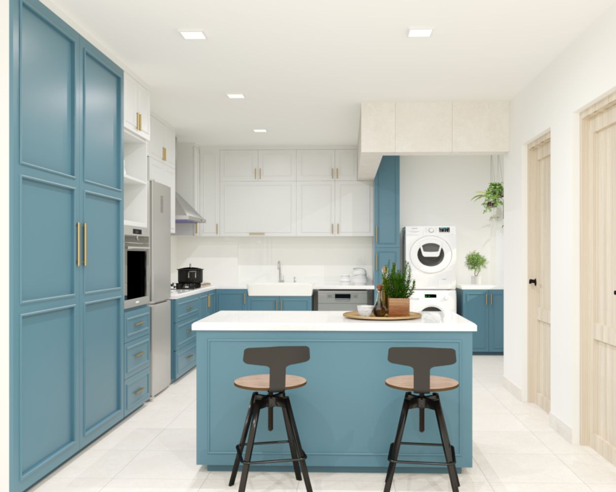 Contemporary Interior Design For Kitchens With A Breakfast Counter