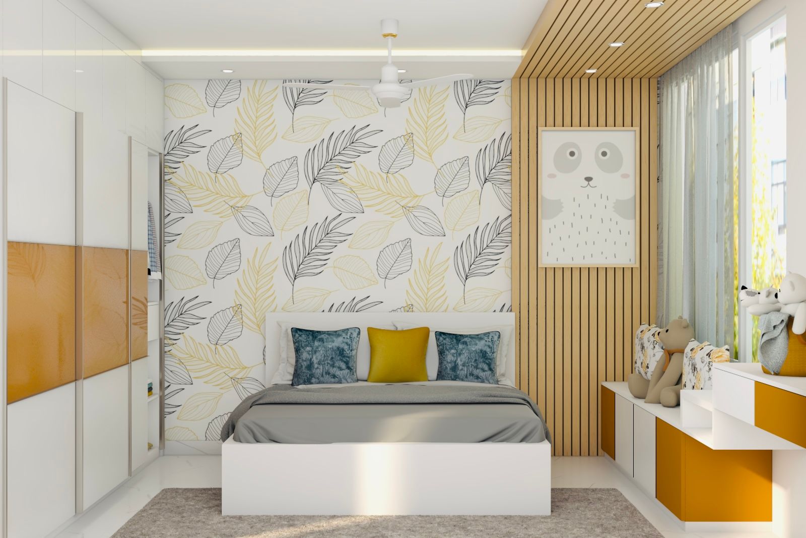 Contemporary False Ceiling Design With Wooden Rafters