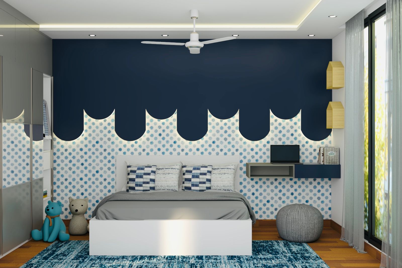 Contemporary Kids Bedroom Design With A King Size Bed