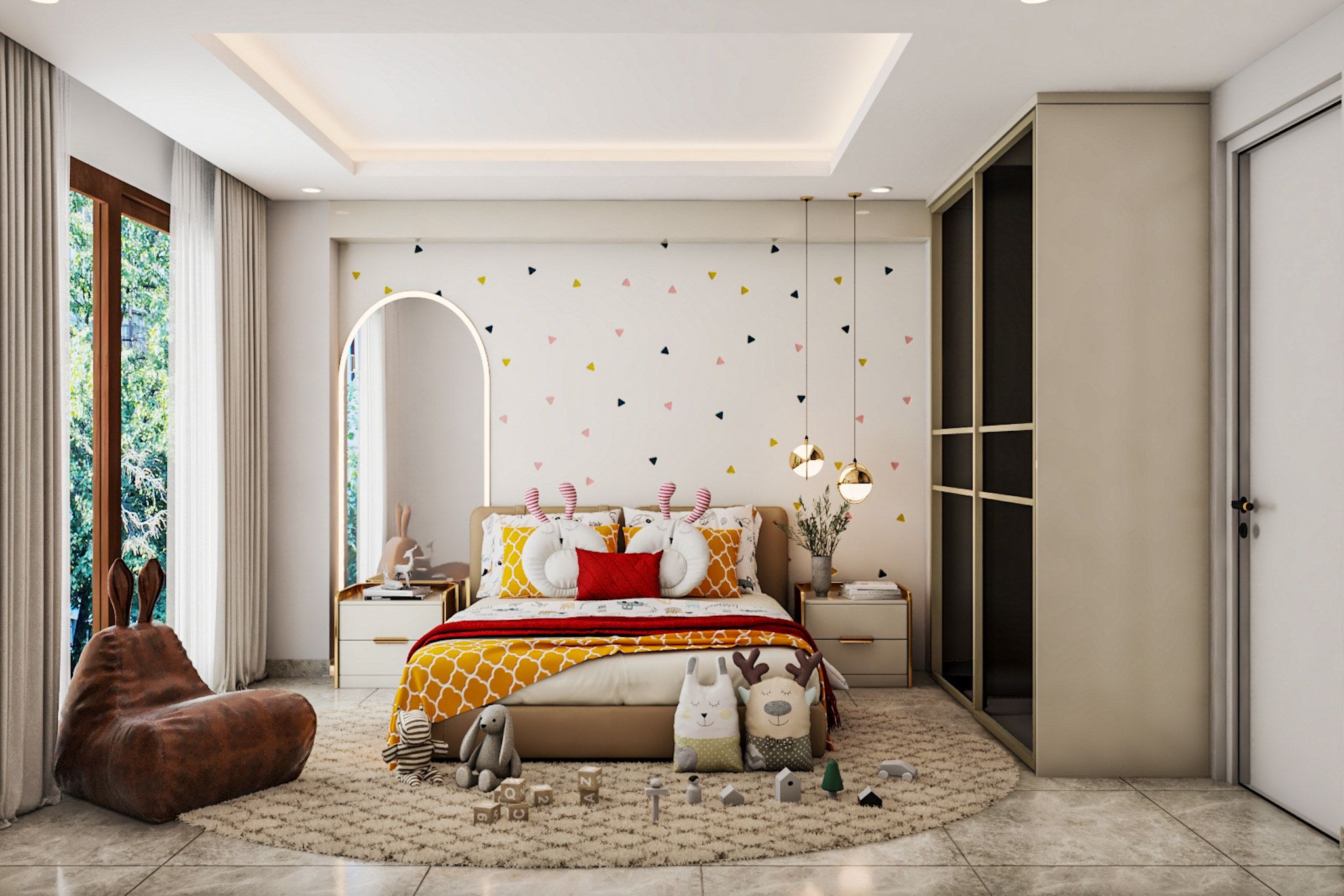 Modern Kids Room With A Spacious Sliding Wardrobe