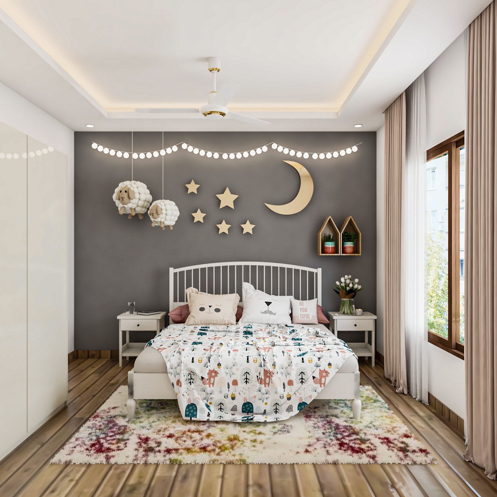 Modern Bedroom False Ceiling Design With A White Painted Finish