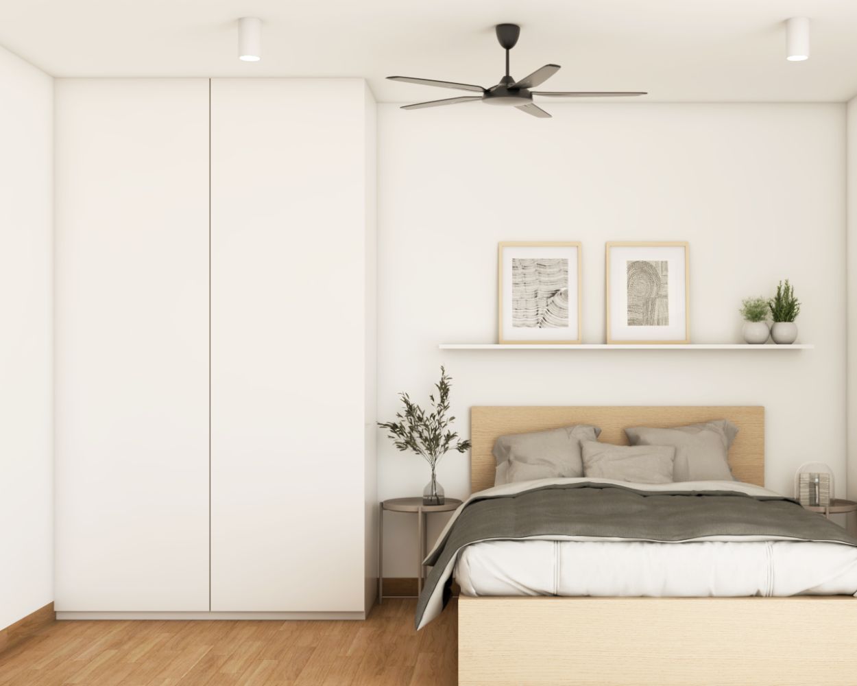 Minimalistic Two-Door Floor-To-Ceiling White Wardrobe Design