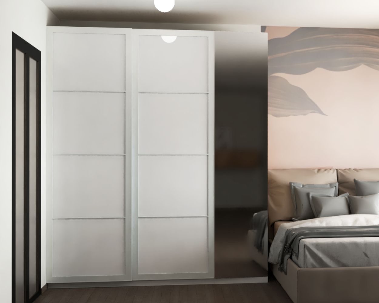 Modern White Two-Door Floor-To-Ceiling Wardrobe Design