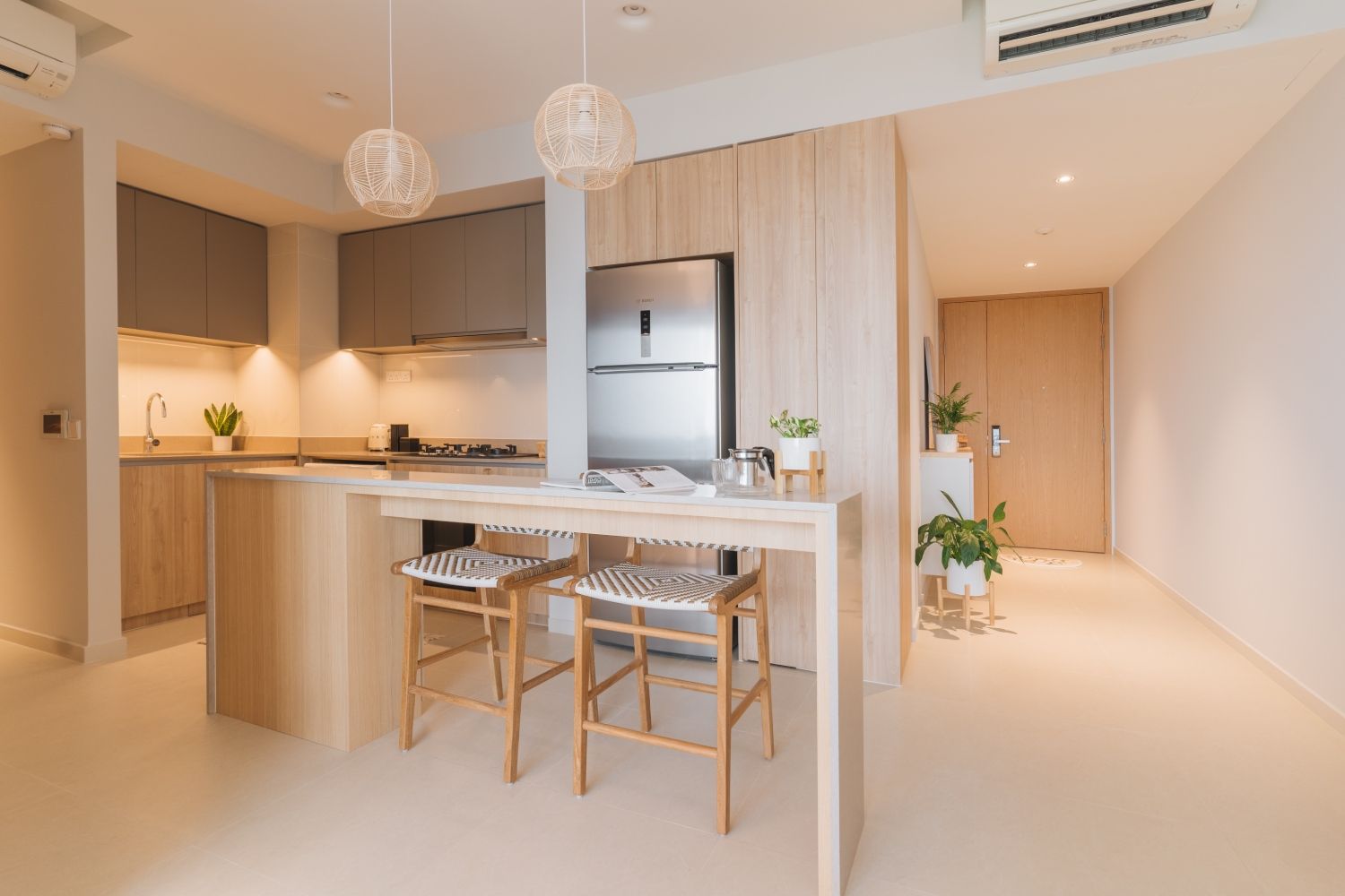 Scandinavian Interior Design For Island Kitchen With A Breakfast Counter
