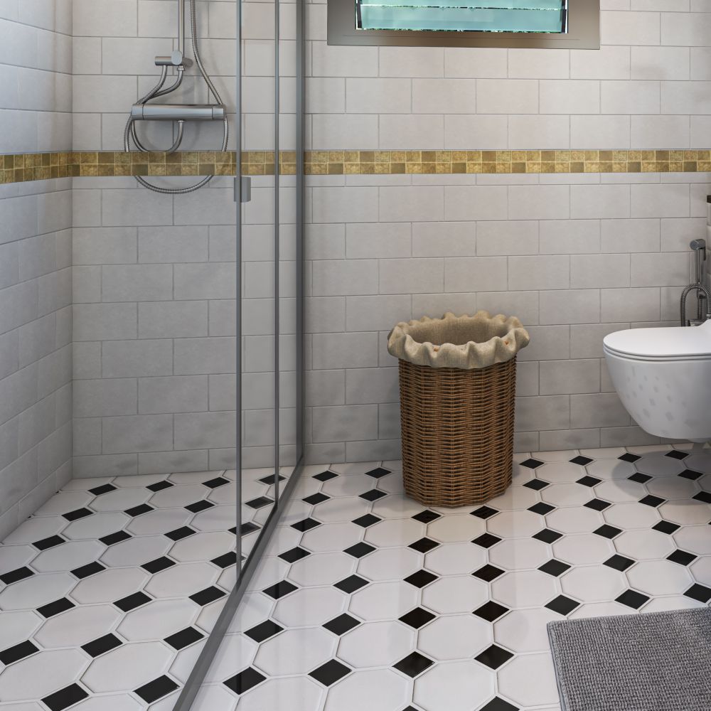 Dual-Tone Flooring Design For Modern Bathrooms