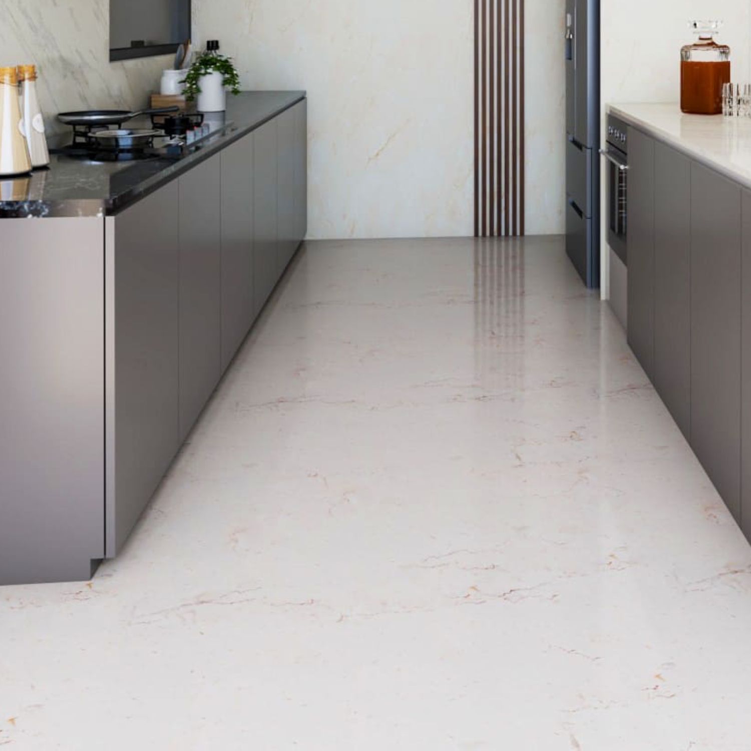 Light-Coloured Contemporary Flooring Design For Kitchens