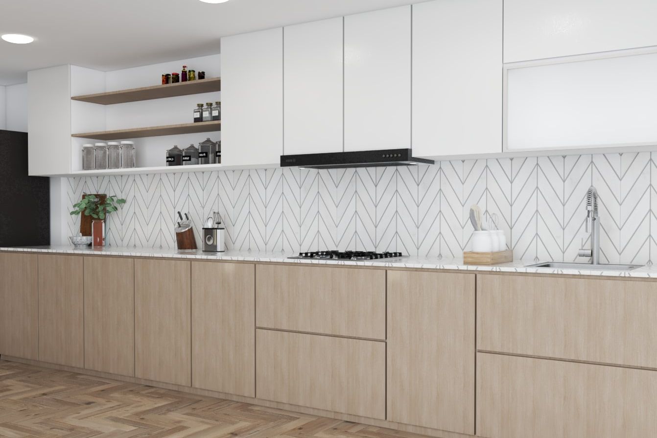 Scandinavian White Laminates Design For Kitchen Cabinets