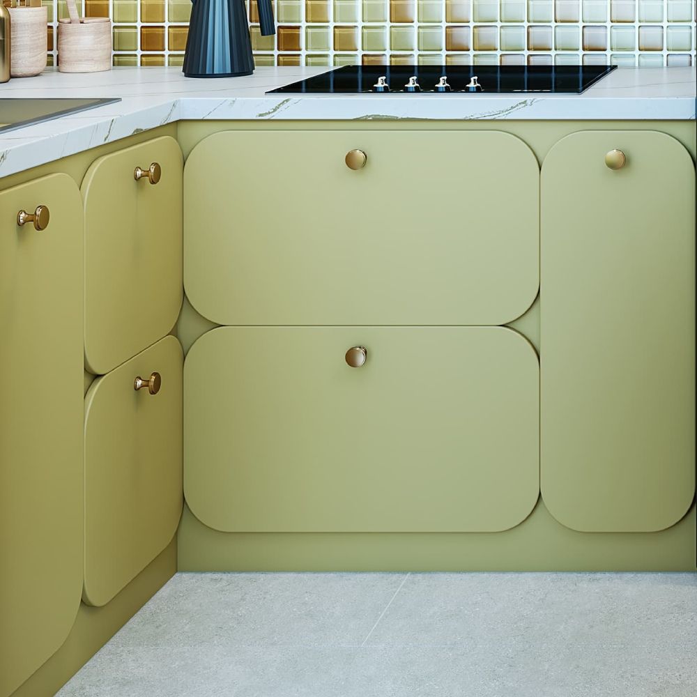 Contemporary Green Laminates Design For Kitchen Cabinets