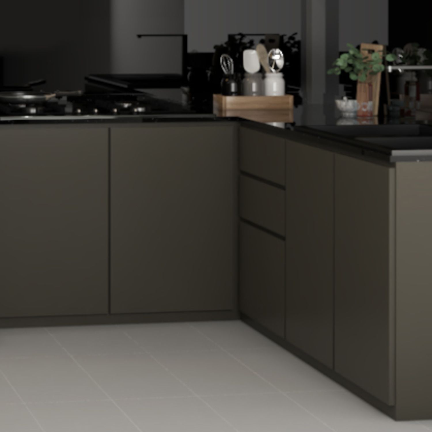 Modern Grey Laminates Design For Kitchen Cabinets