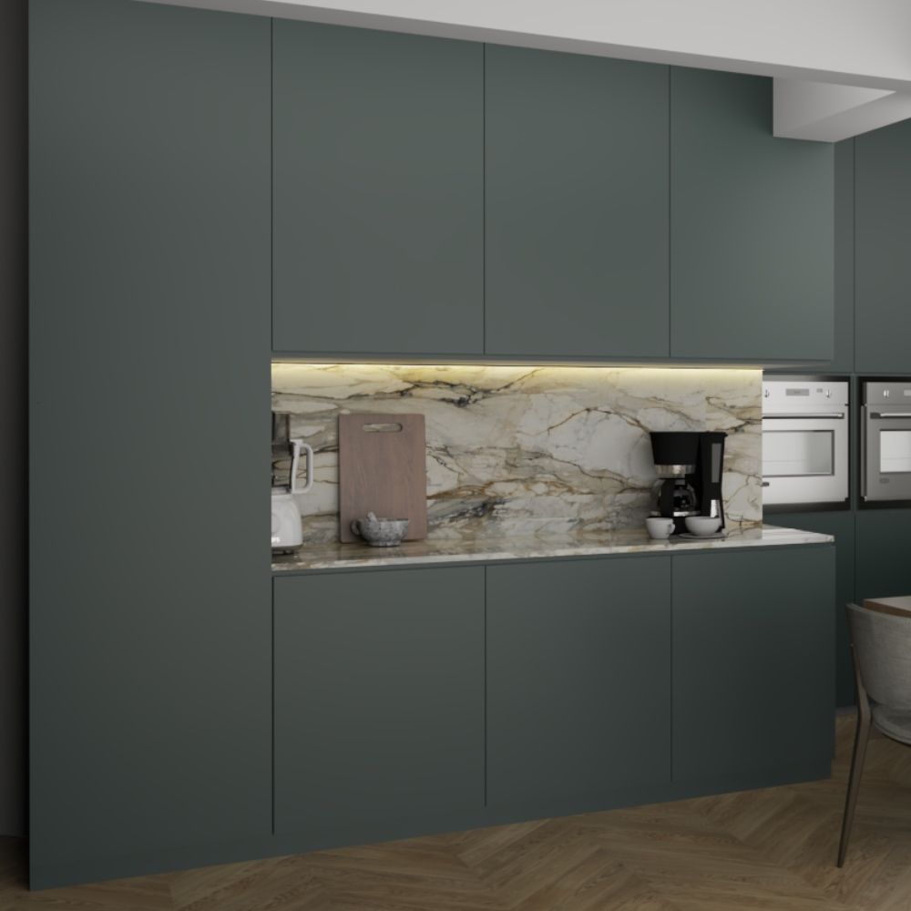 Contemporary Green Laminate Design For Kitchen Cabinets