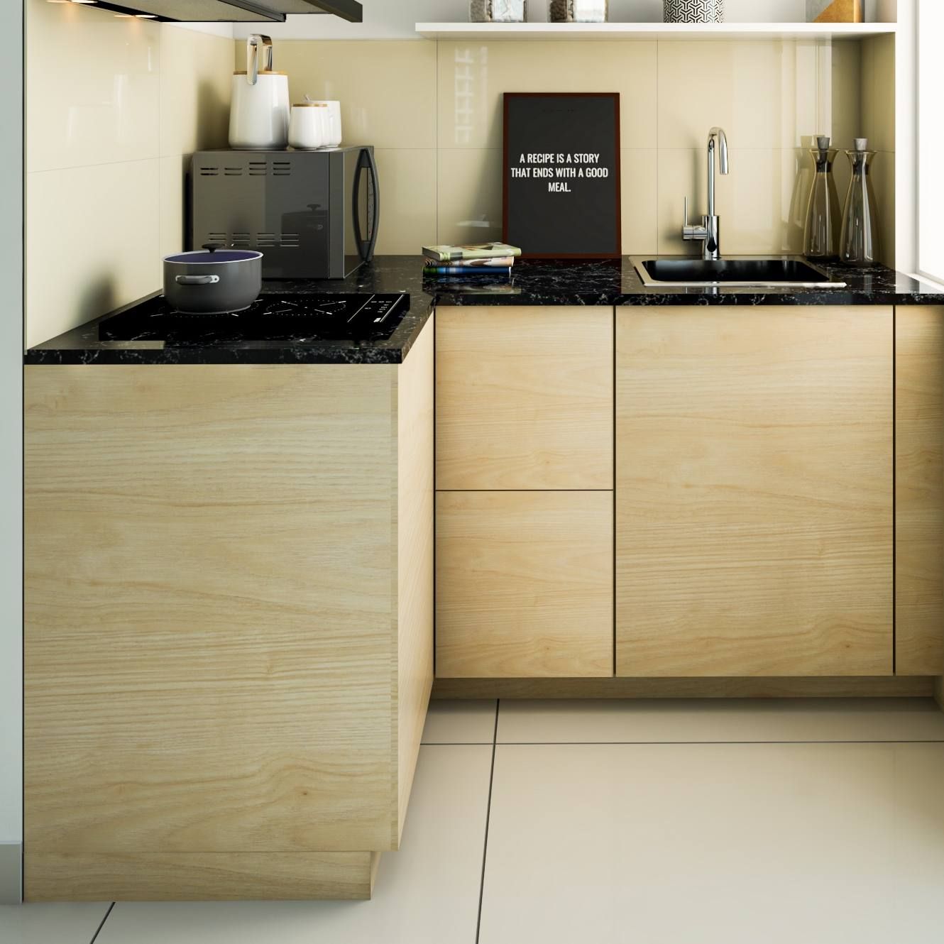 Cream Scandinavian Laminate Designs For Kitchens