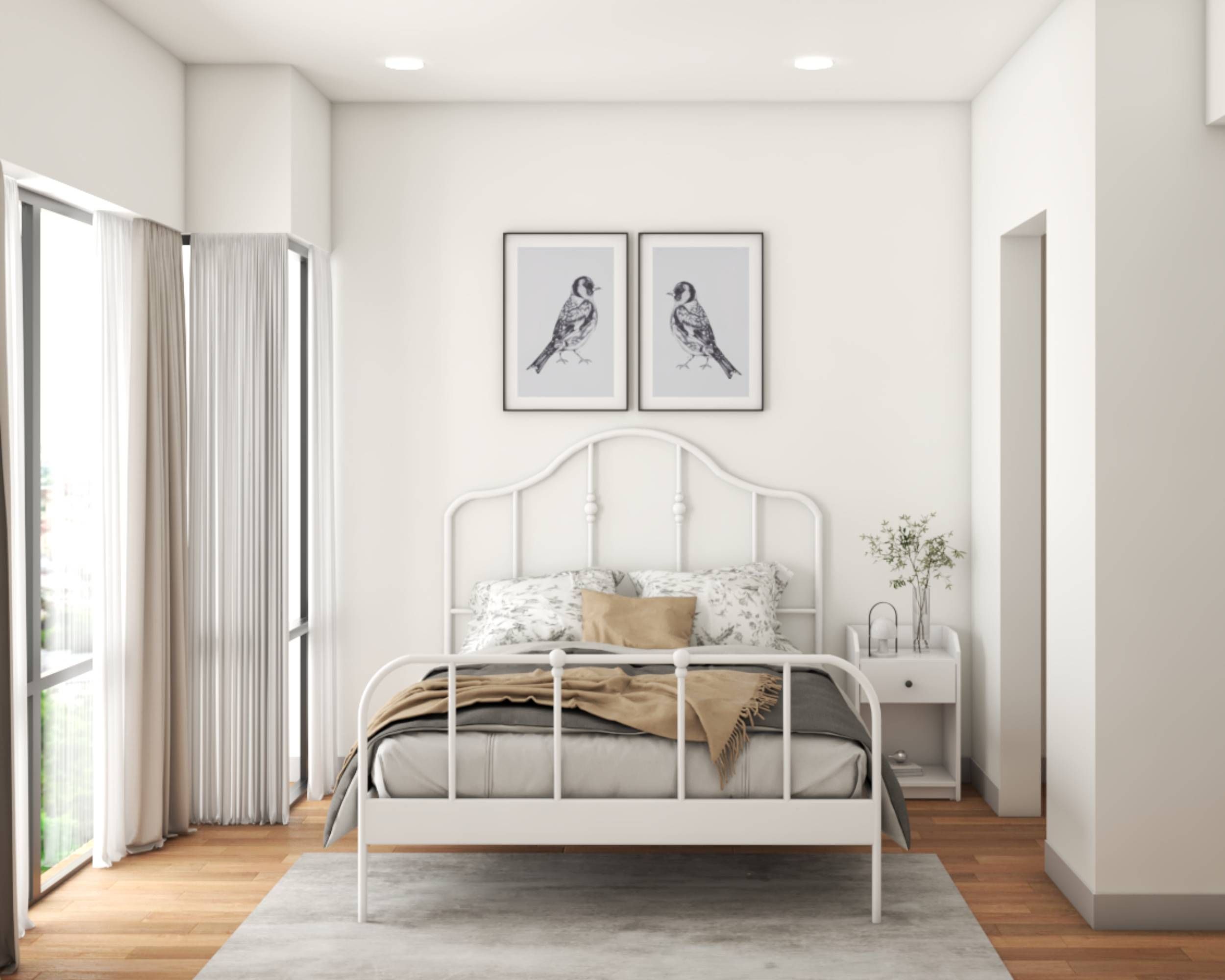 Minimalist Design With A Queen Size Metal Bed