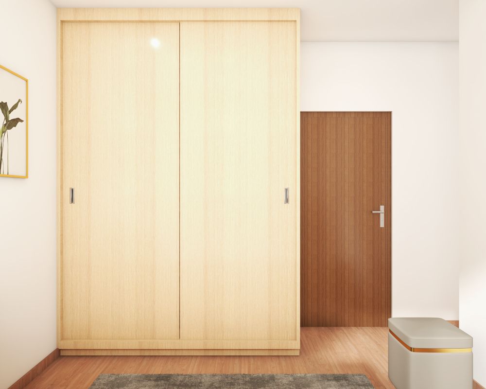 Minimalistic Floor-To-Ceiling Light Wood Wardrobe Design