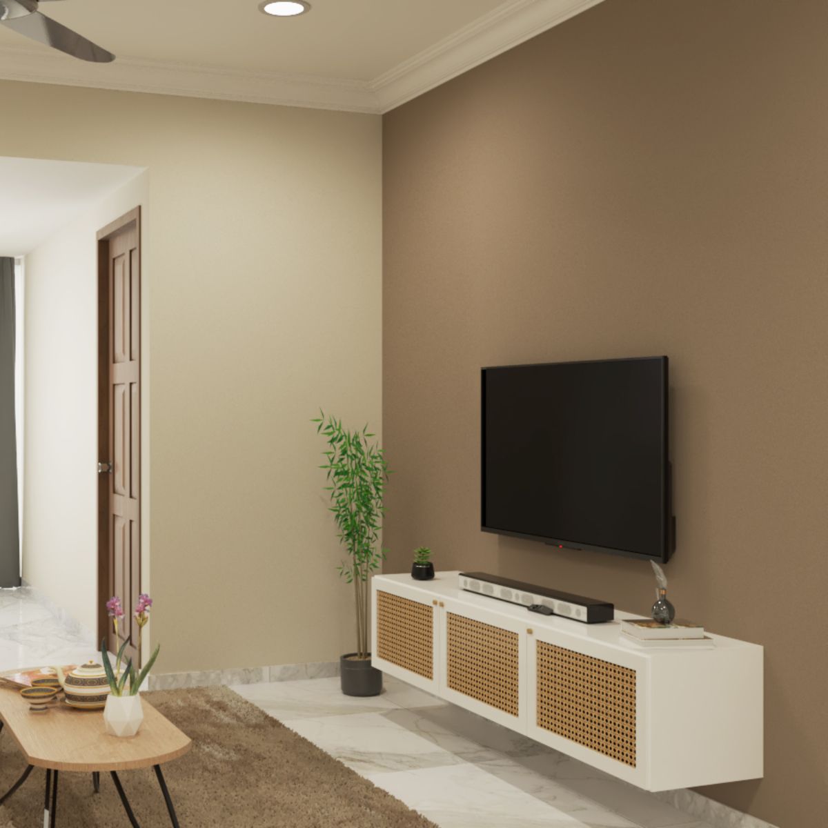 Minimal TV Cabinet Design With Wall-Mounted Drawer Units