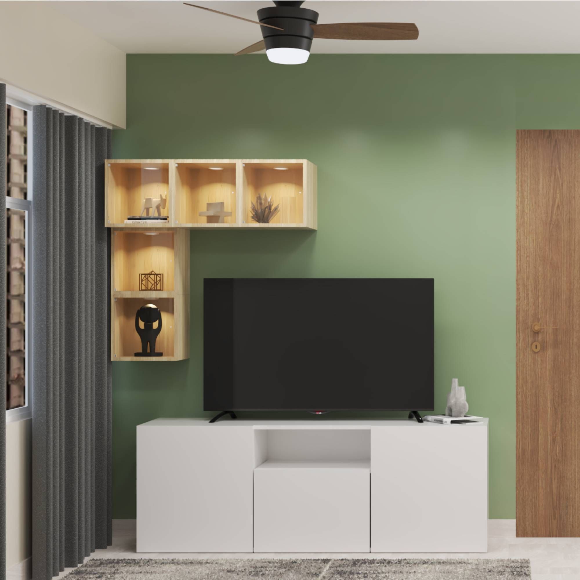 Contemporary TV Cabinet With An L-Shaped Wall Unit