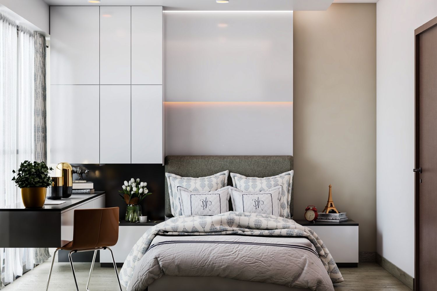 Modern Wall Design With White Panelling For Bedrooms