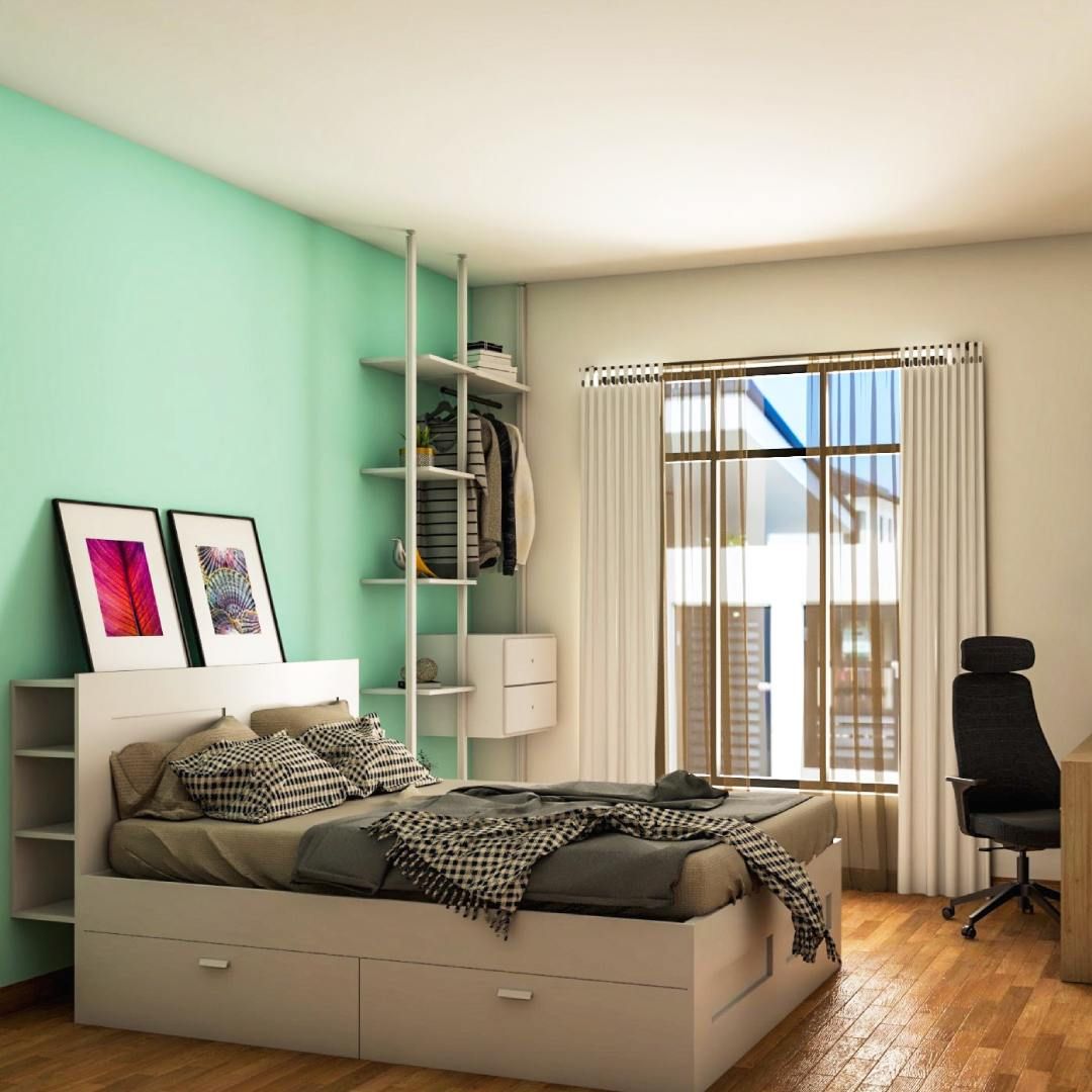 Bedroom Pale Green Wall Paint Design | Livspace