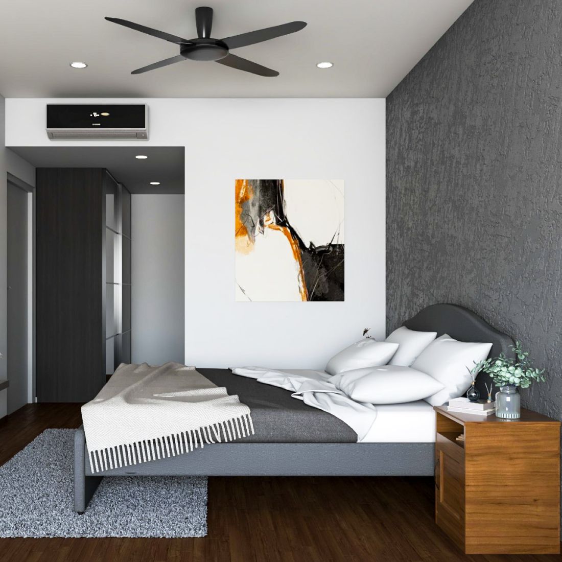 Contemporary Dark Grey Wall Paint Design With a Textured Finish
