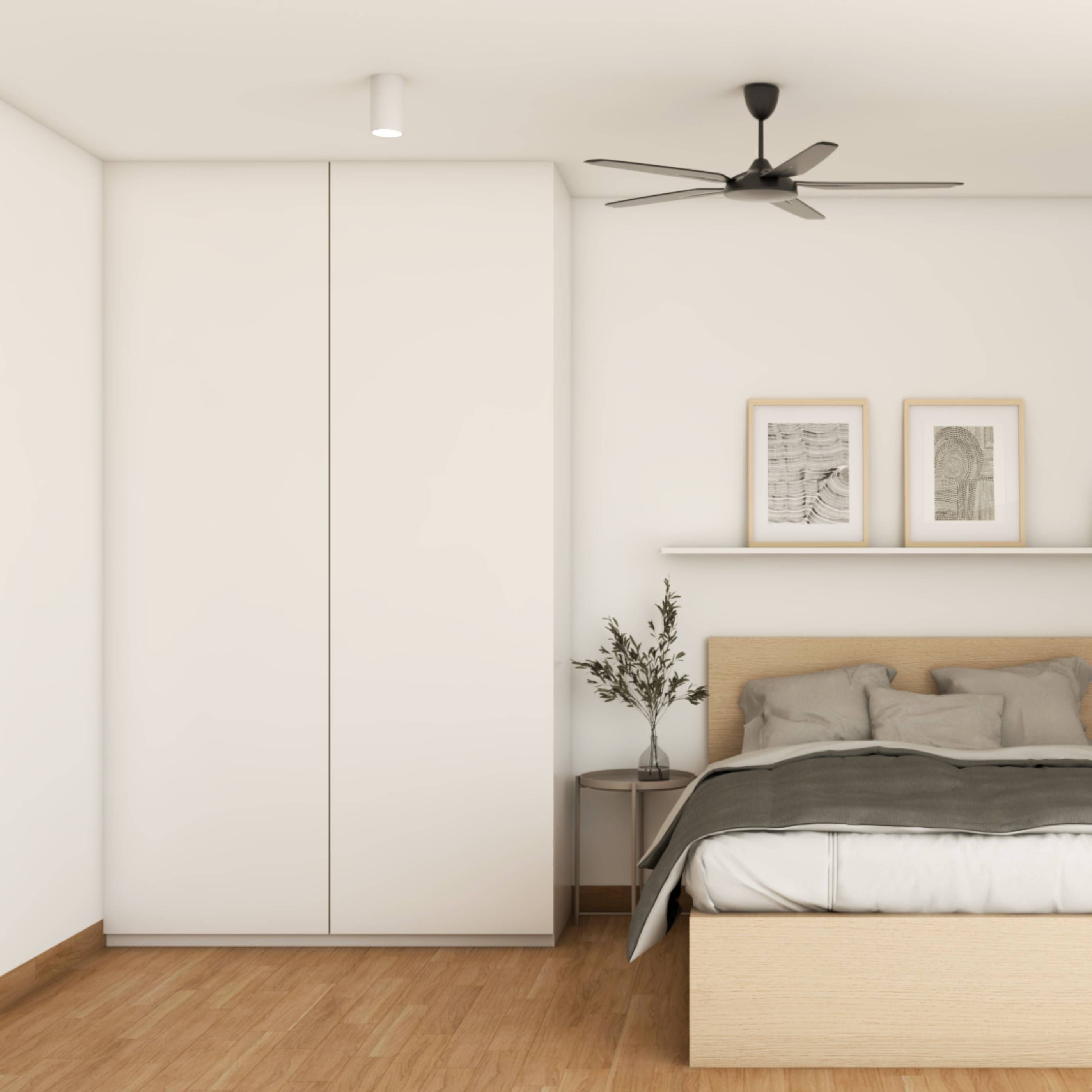 Minimalist Design With A Floor-To-Ceiling Swing Shutter Wardrobe