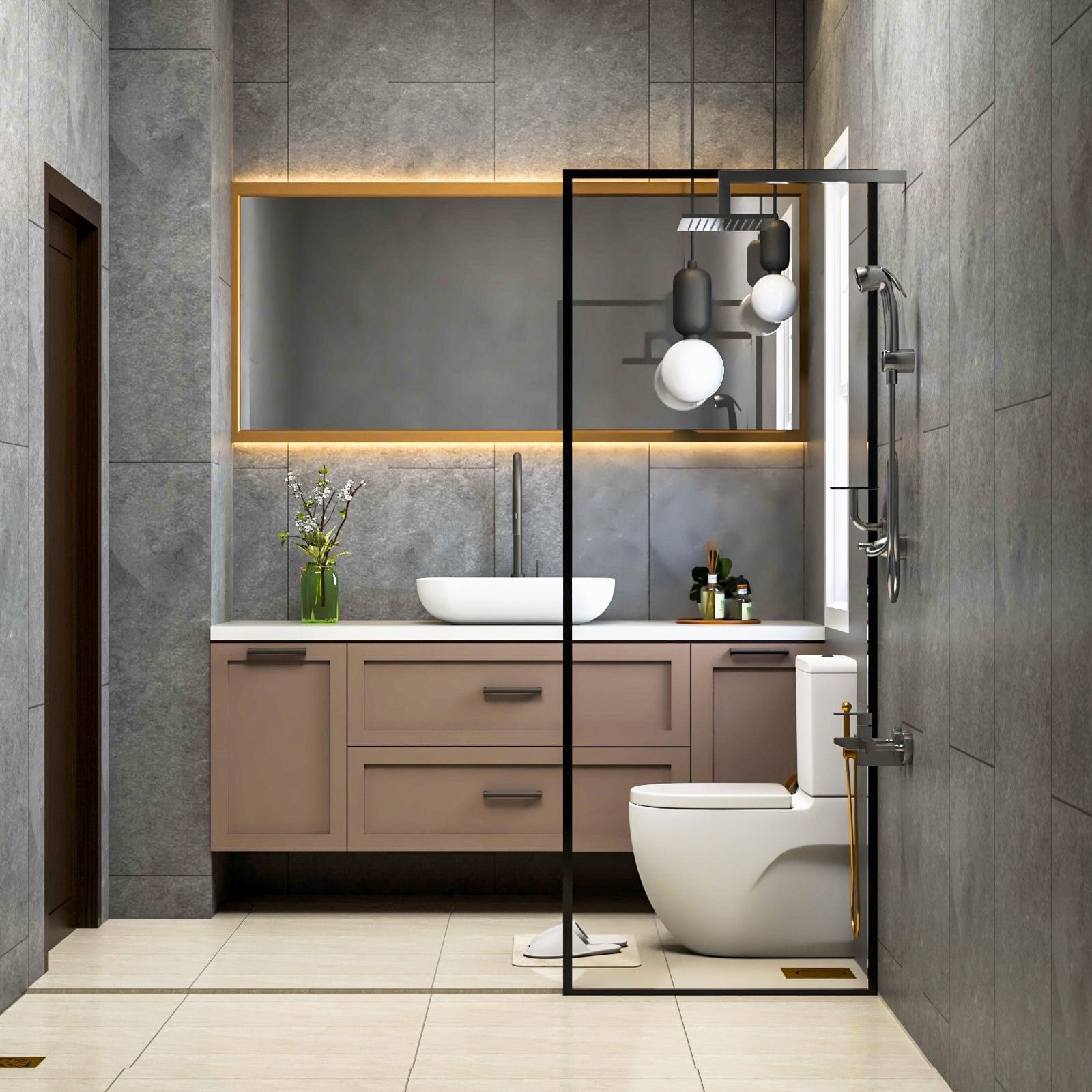 beige and grey bathroom