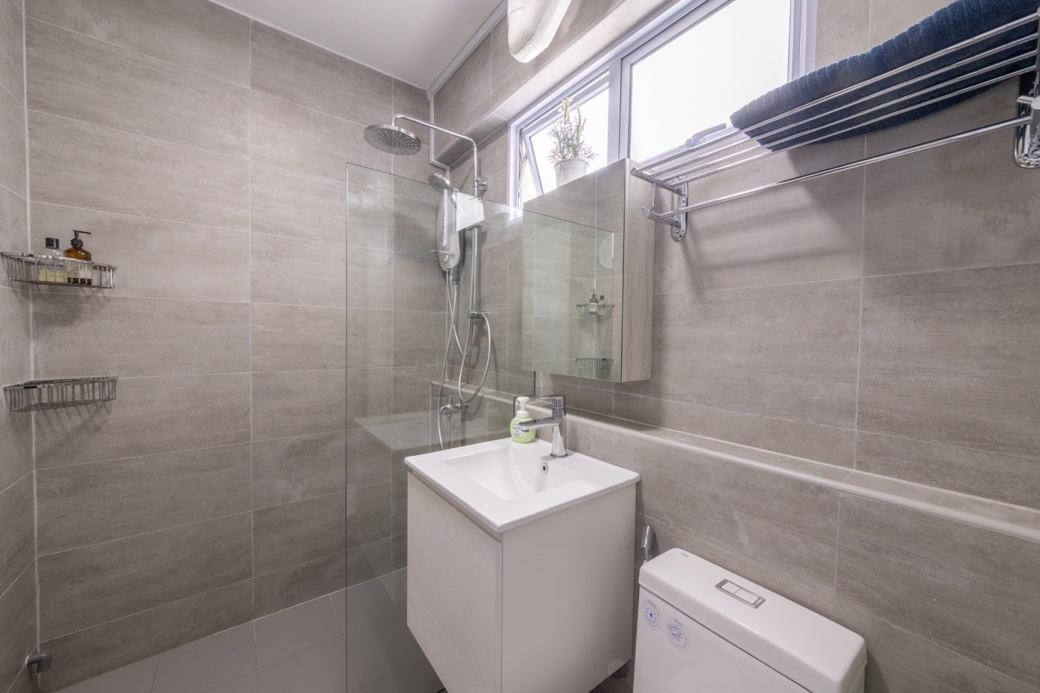 Compact LightColoured Bathroom Design Livspace