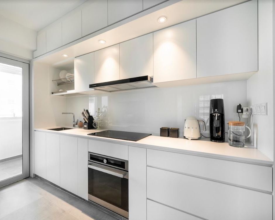 Minimal Kitchen Cabinet Design With All-White Interiors | Livspace