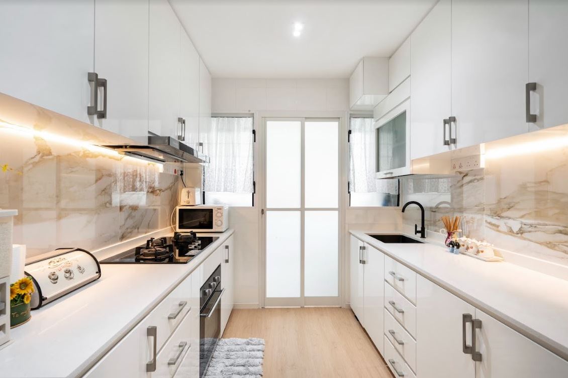 White Parallel Kitchen Design | Livspace