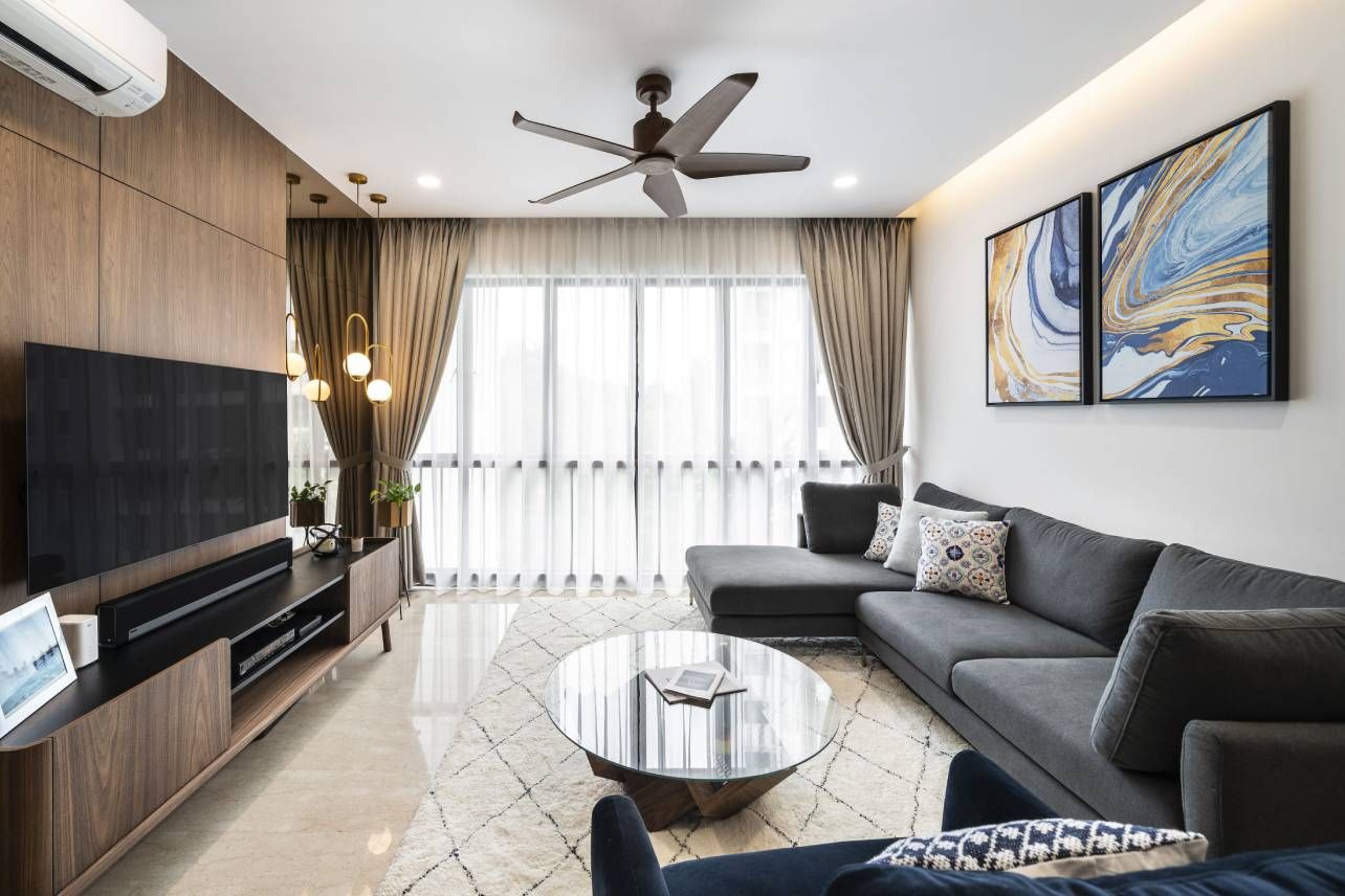 Modern Living Room Design With Grey Sofa