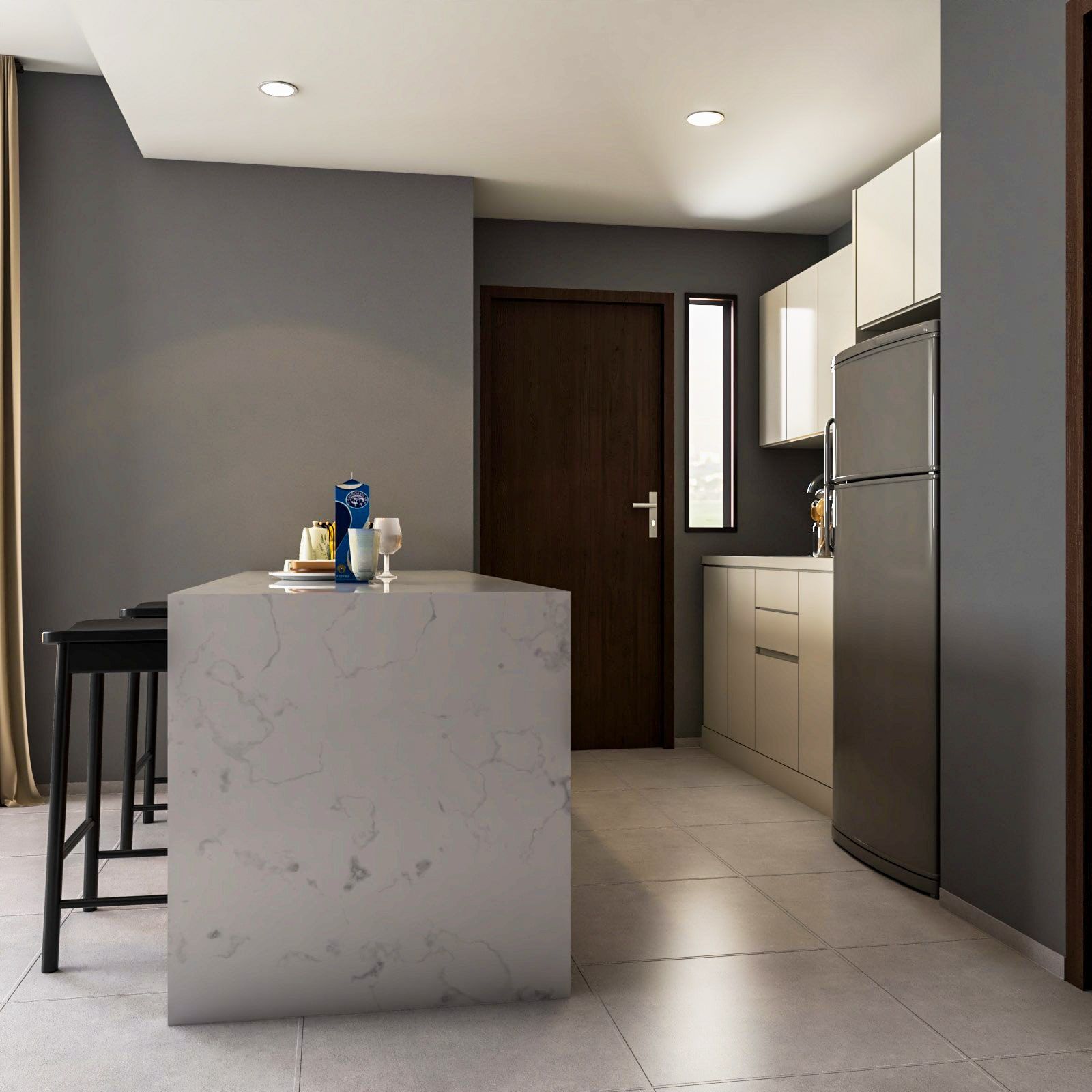 Contemporary Open Kitchen Cabinet Design
