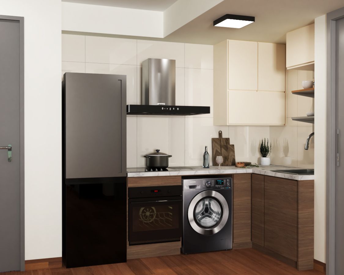 Contemporary L-Shaped Kitchen Cabinet Design
