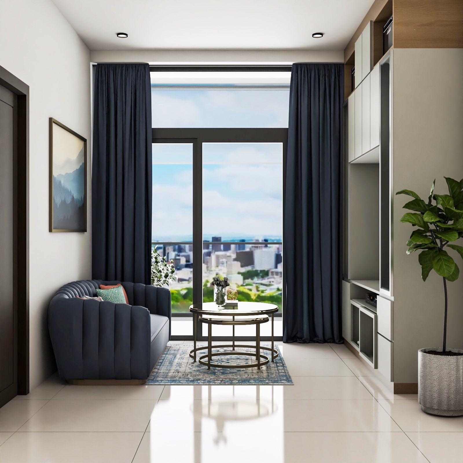 Contemporary Living Room Interior Design With Maximum Storage