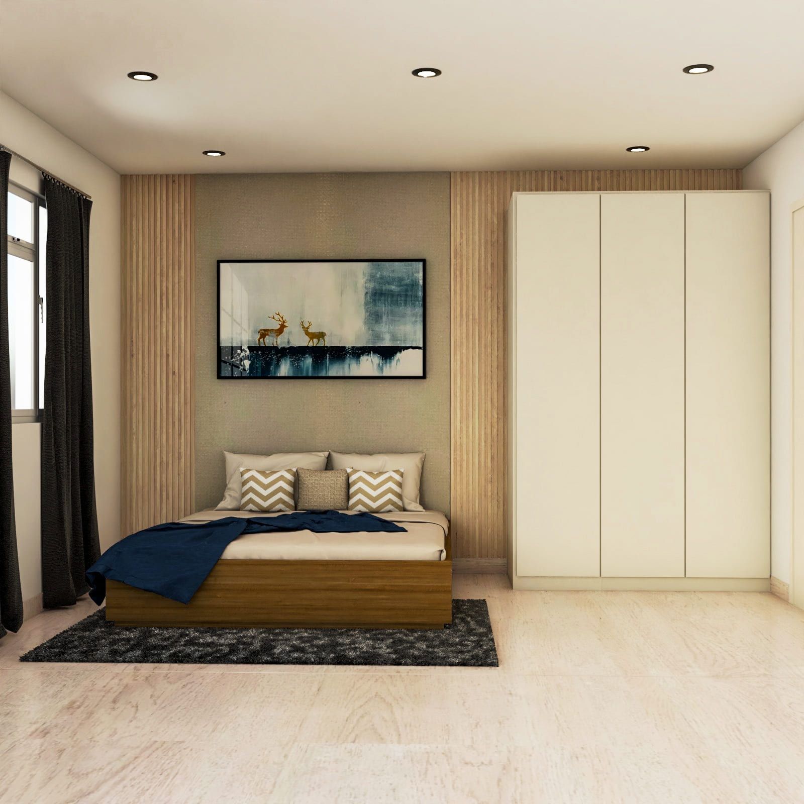 Spacious Master Bedroom Design With Warm Tones