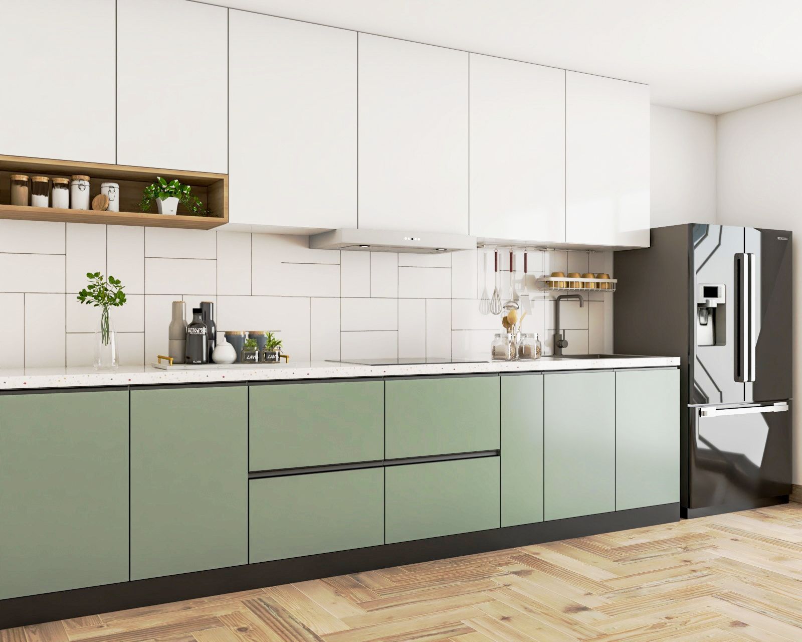 Modern Kitchen And Bathroom Matte-Finish White Tile Design