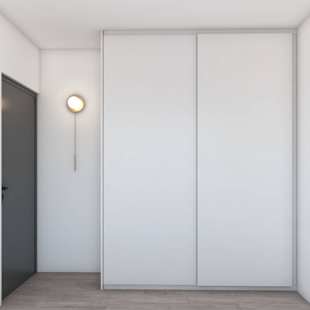 Minimal All-White Sliding 2-Door Wardrobe Design