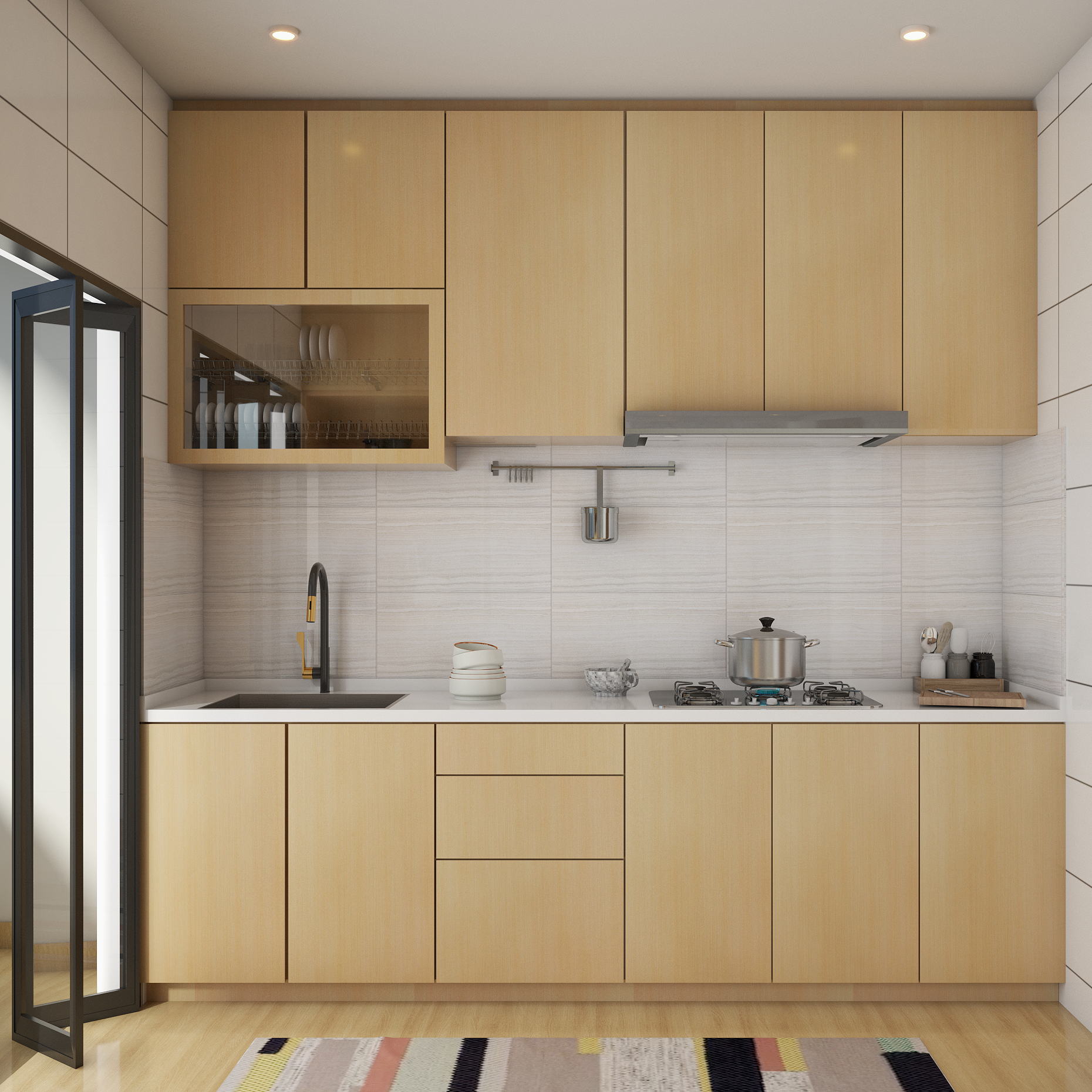 Compact Kitchen Design Cabinet Design With White Countertop