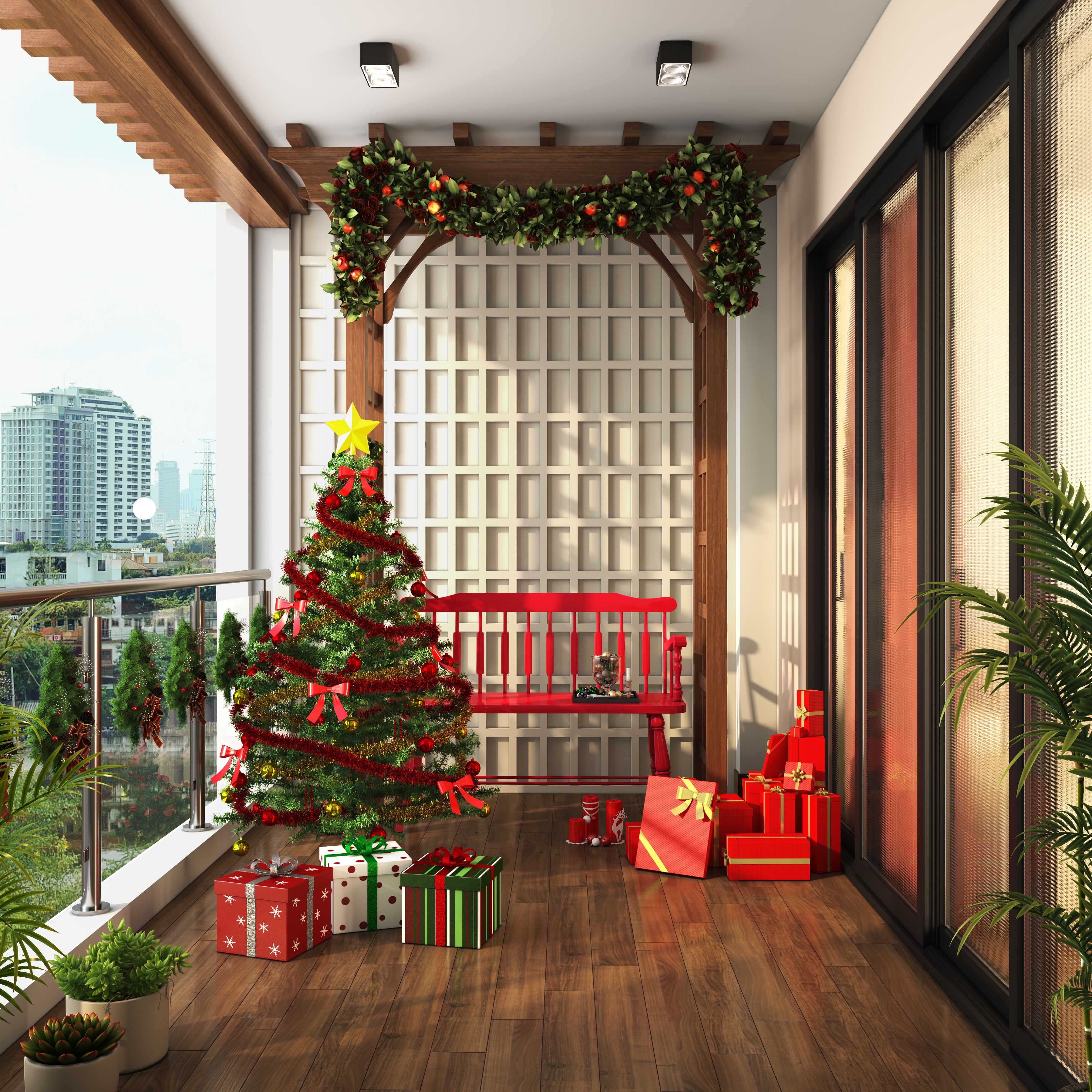 Simple Balcony With Christmas Celebration Vibes