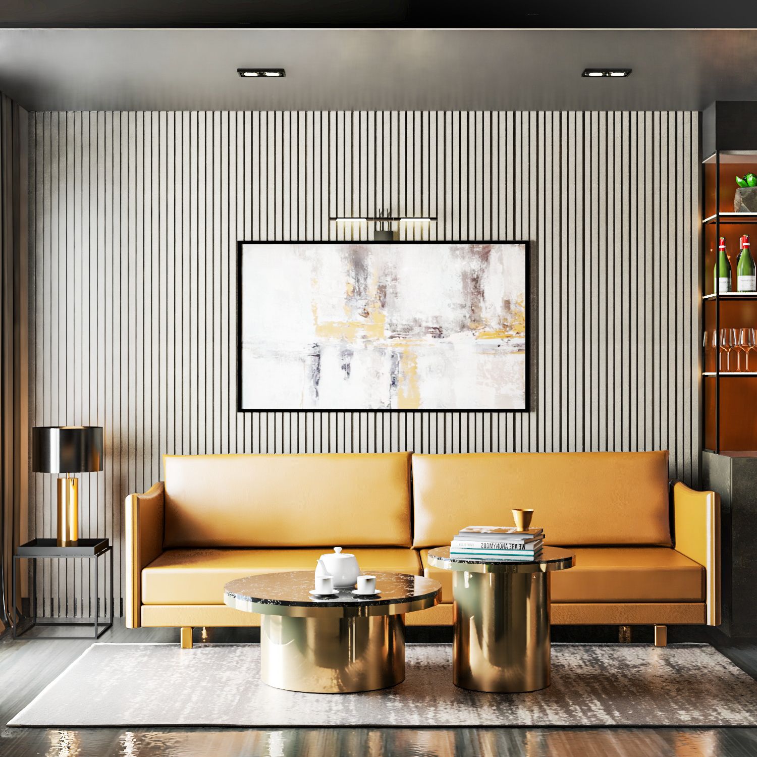 Contemporary Wall Design With Grey Wall Panel