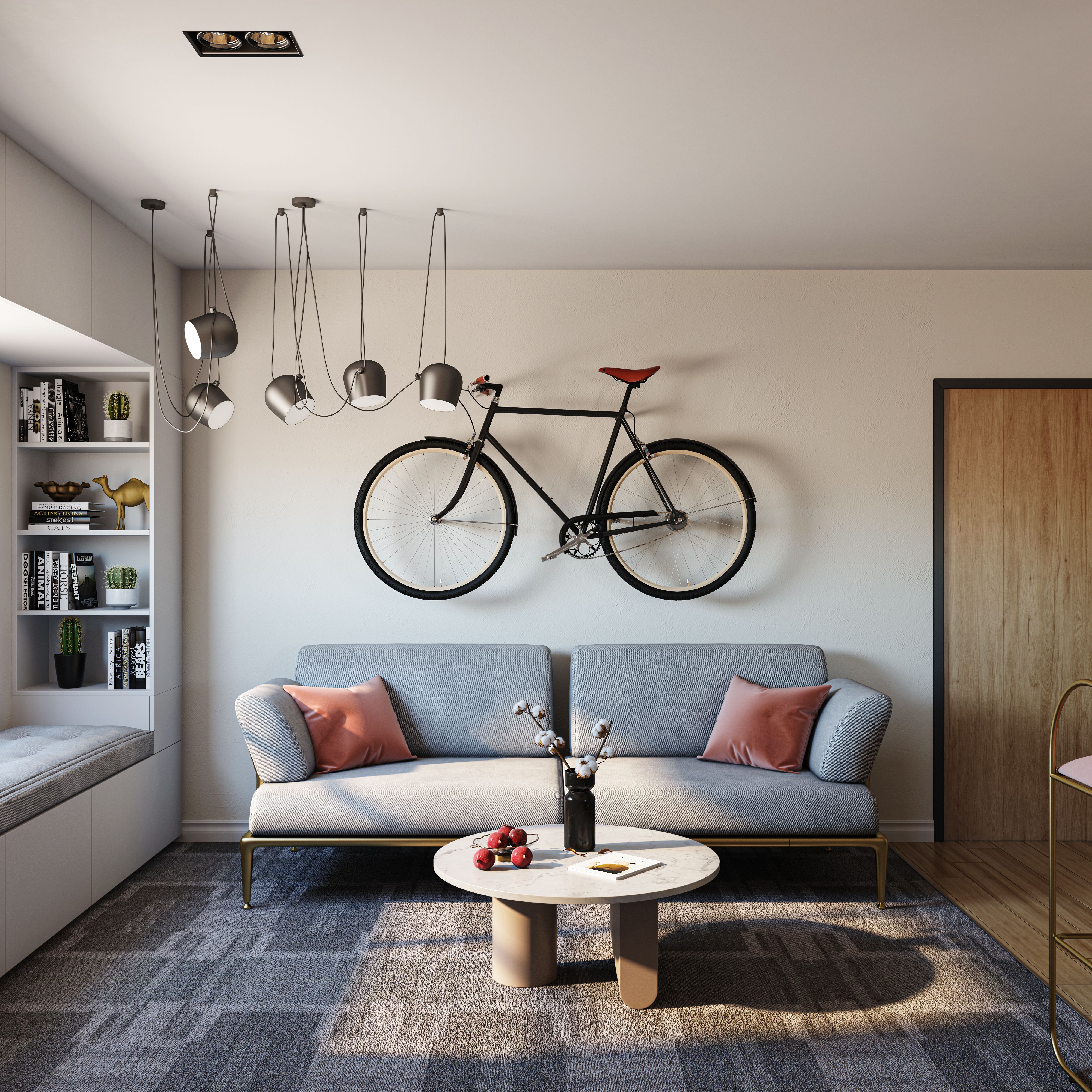 Cycle Hanging Artwork Modern Living Room Interior Design