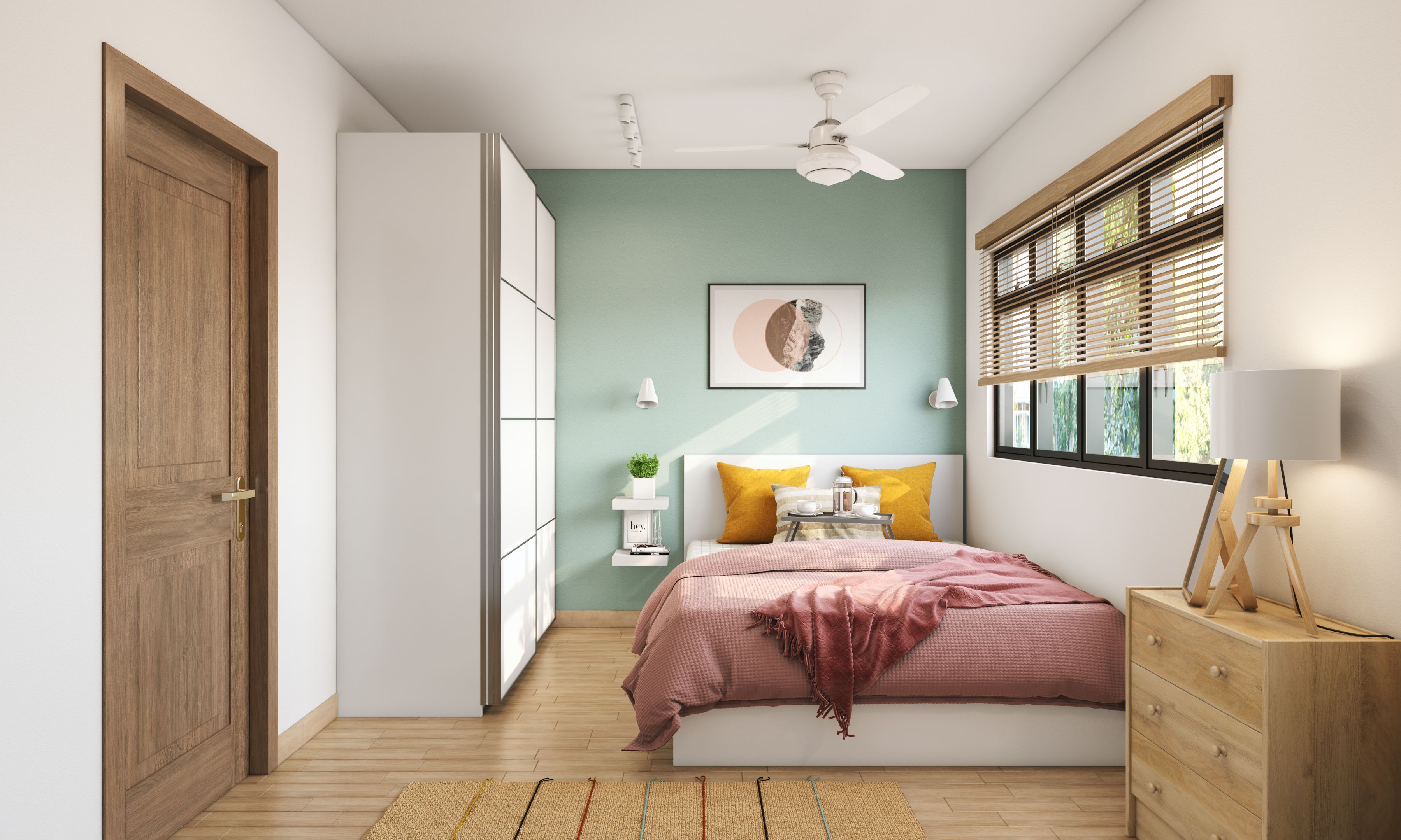 small minimal furniture space-saving master bedroom design | livspace