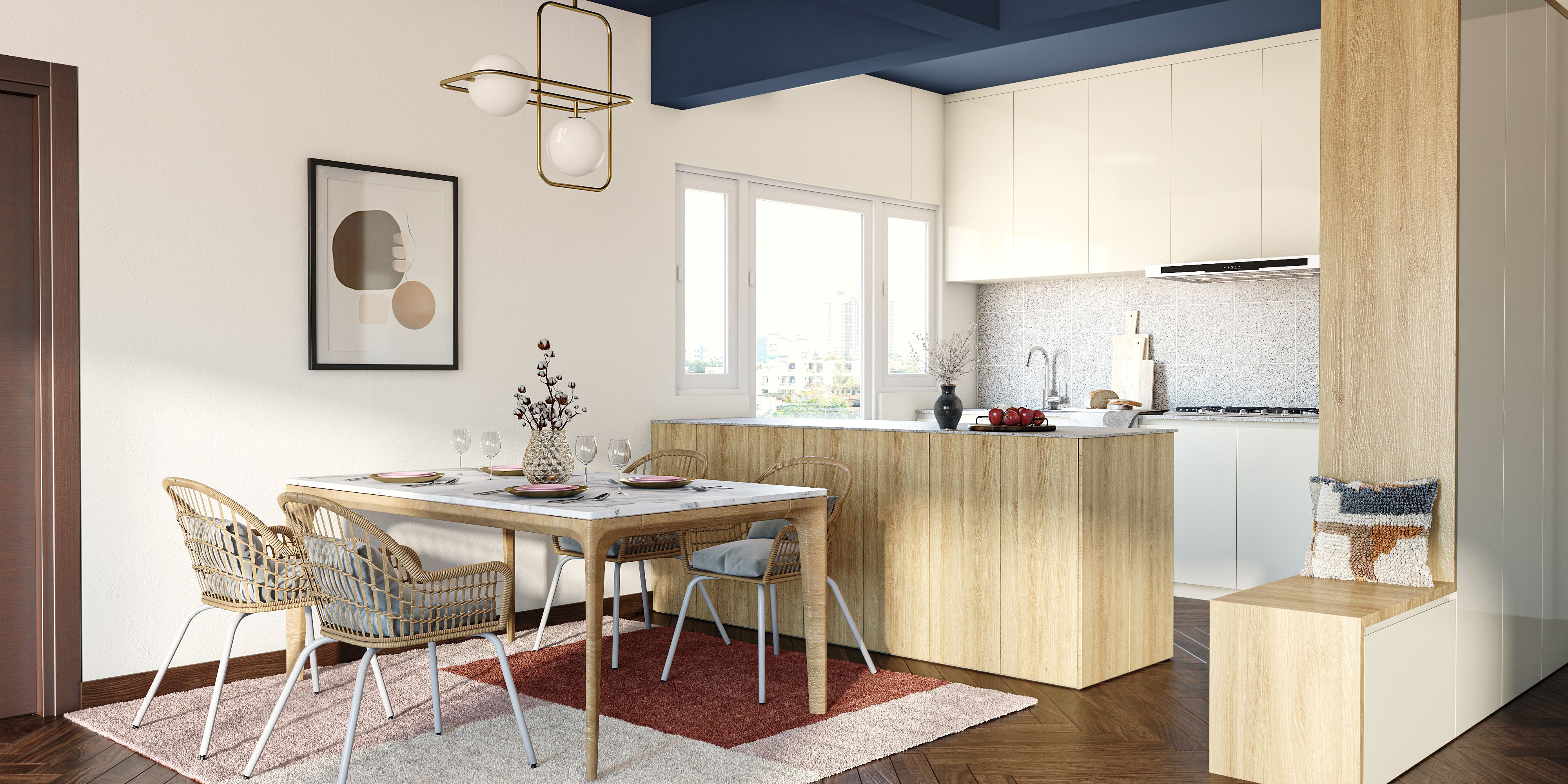 Scandinavian Style Spacious Modern Dining Room Design   Livspace