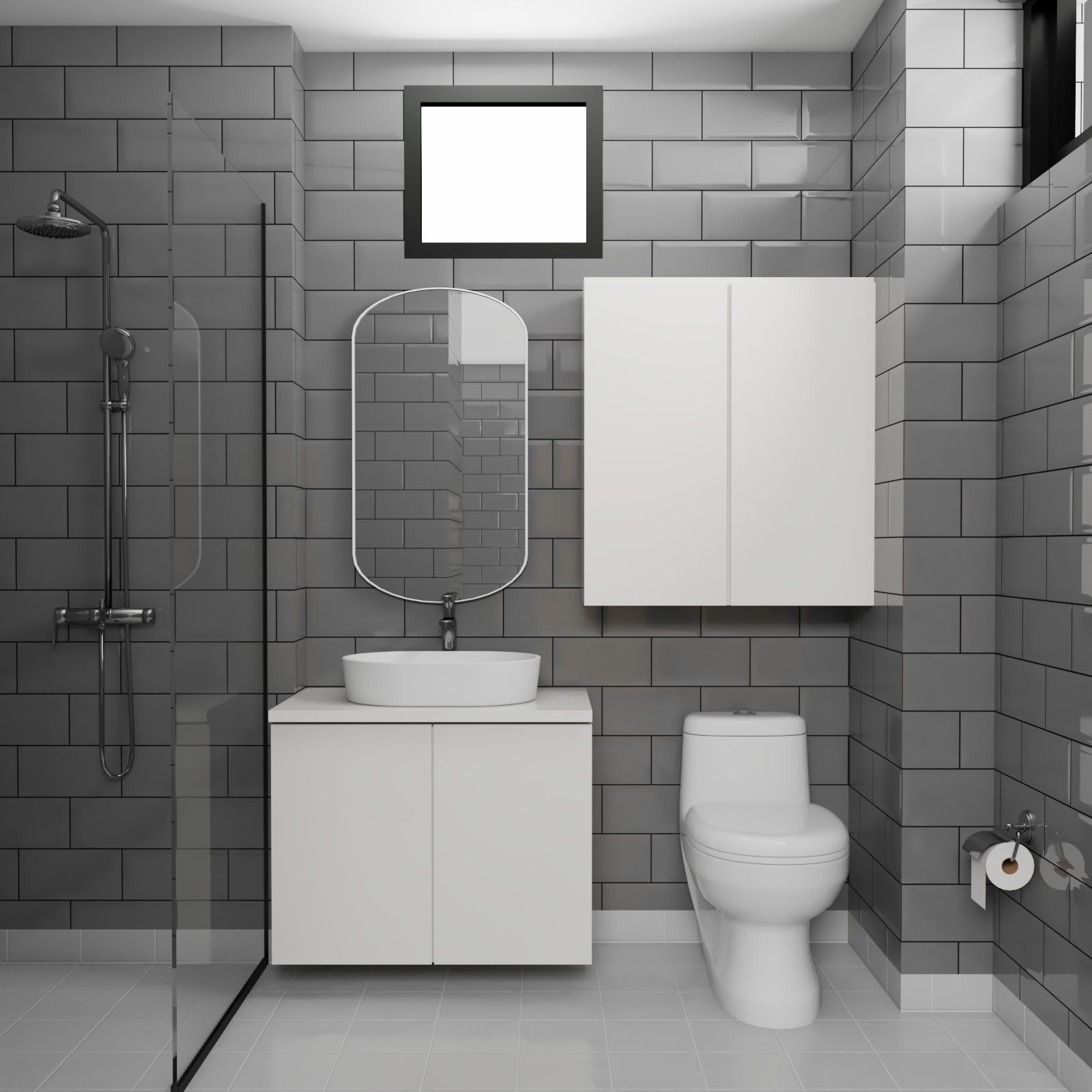 Modern Small Bathroom Design Idea With Wet And Dry Paritition