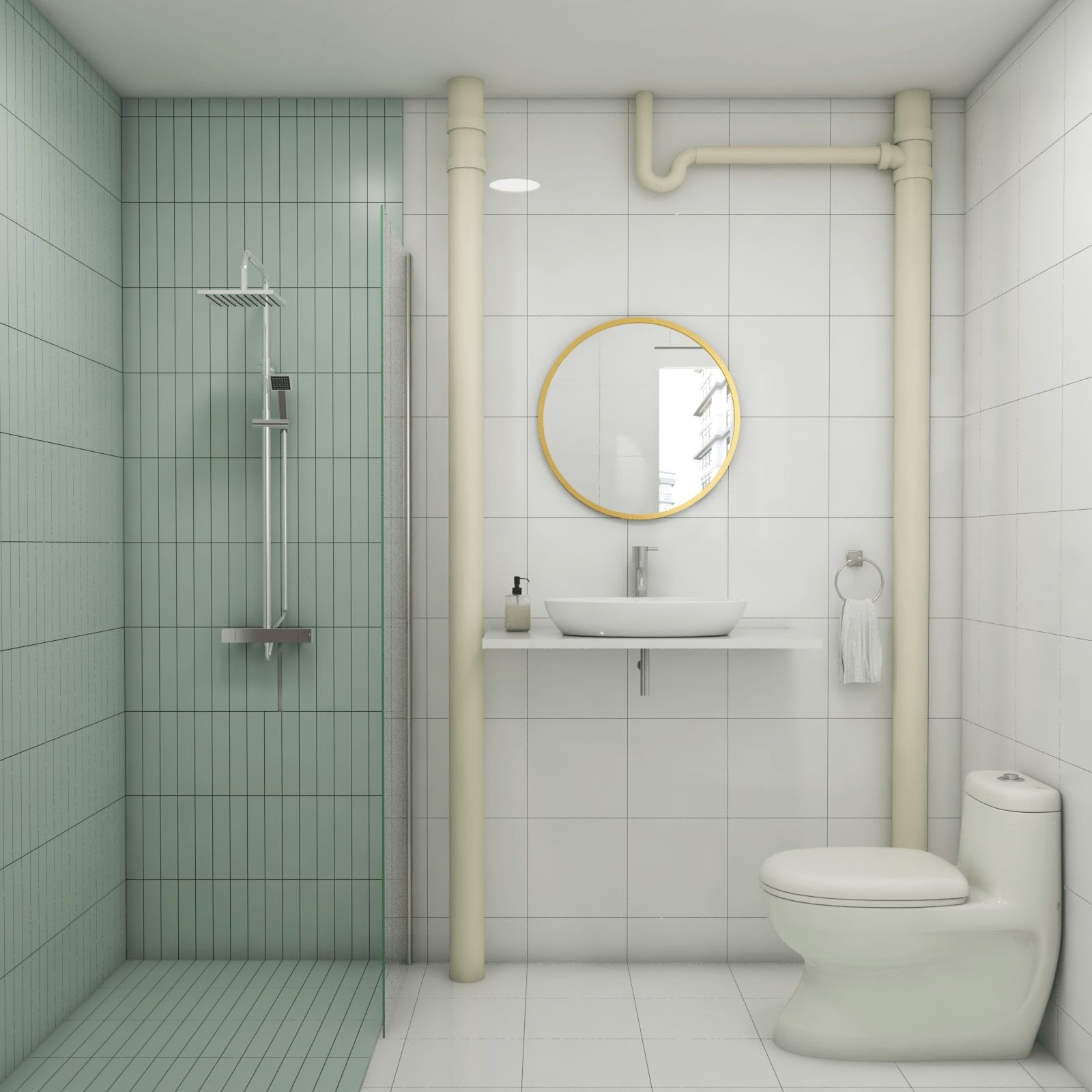 Dual Toned Modern Compact Bathroom Design Ideas