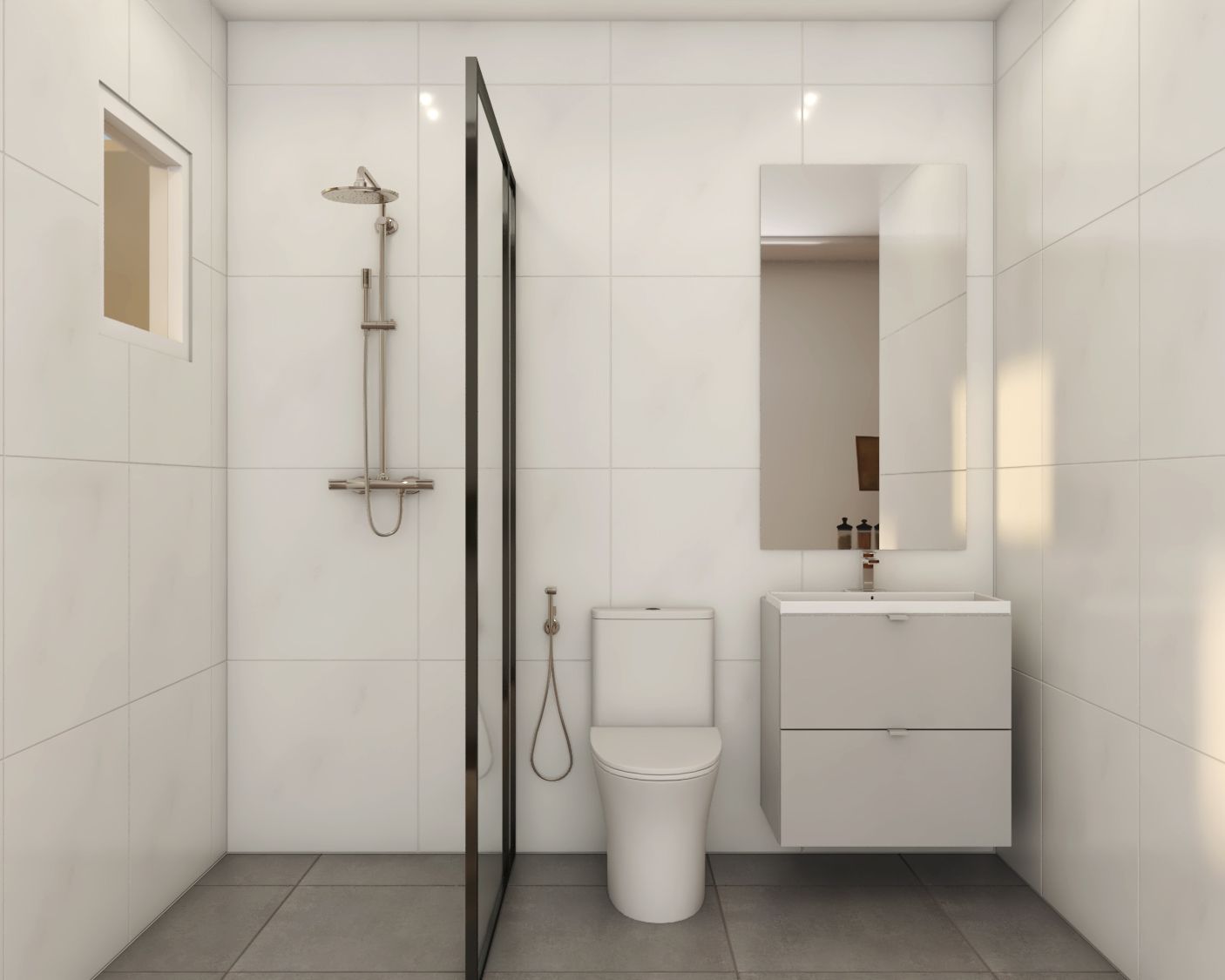 Compact White Bathroom Design For Rental Spaces