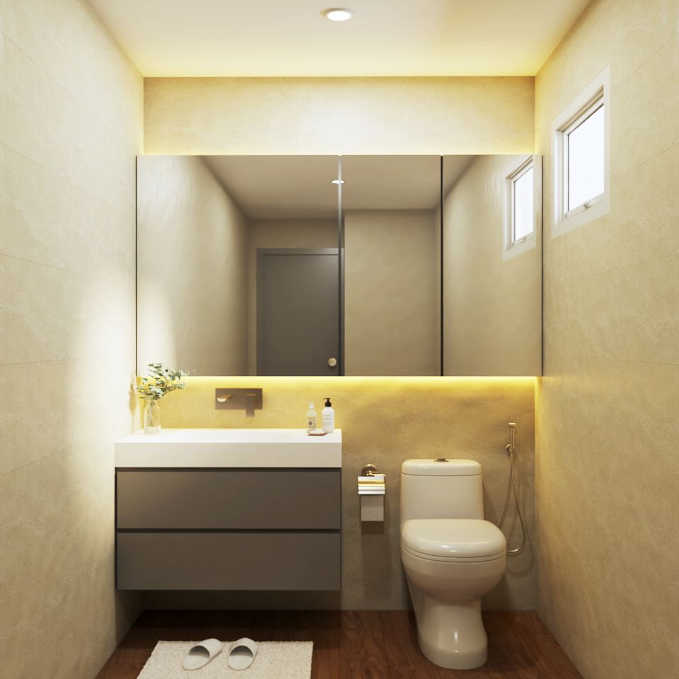 Contemporary Bathroom Design With Cove Lighting