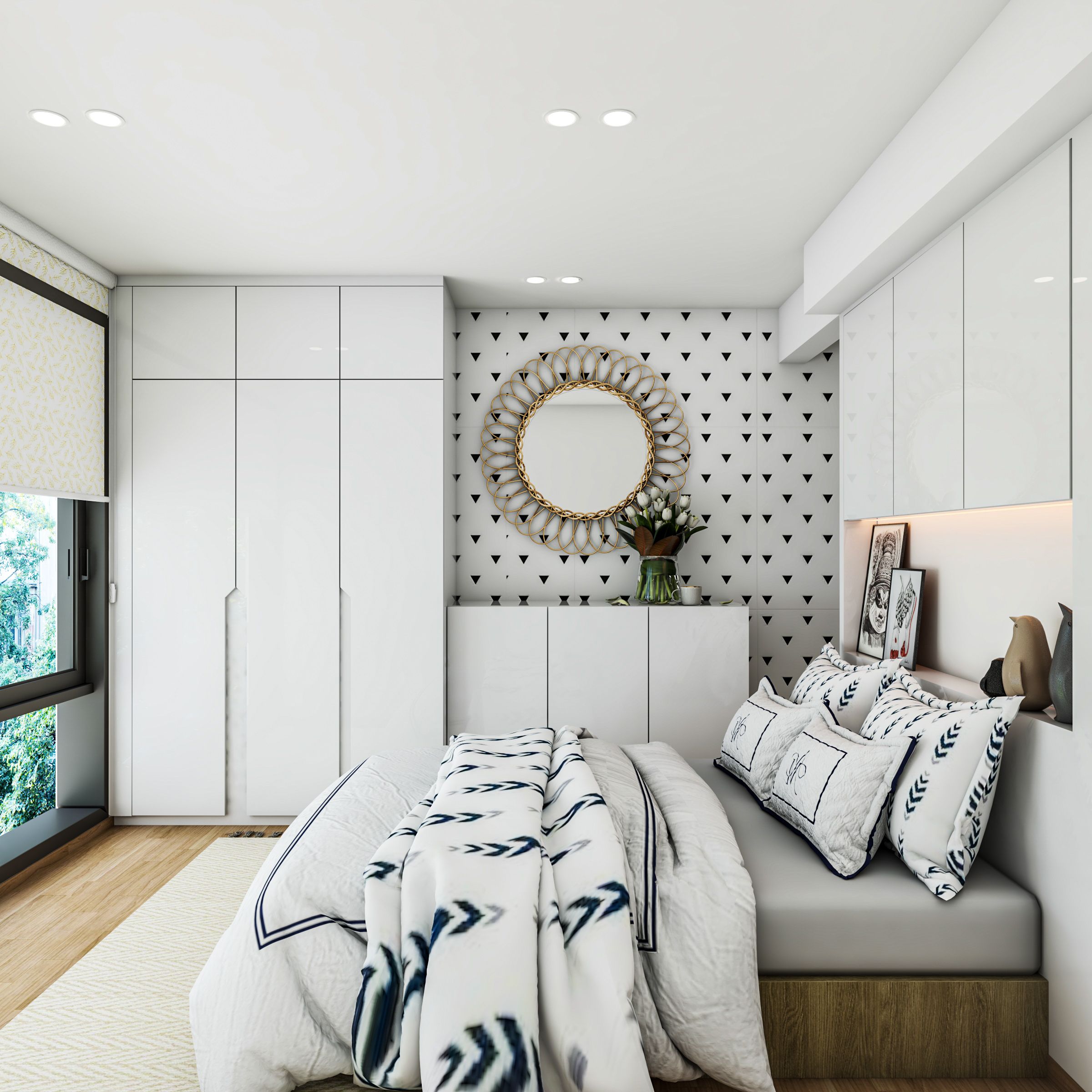 Modern Master Bedroom Design Idea With Wardrobe And Lofts | Livspace