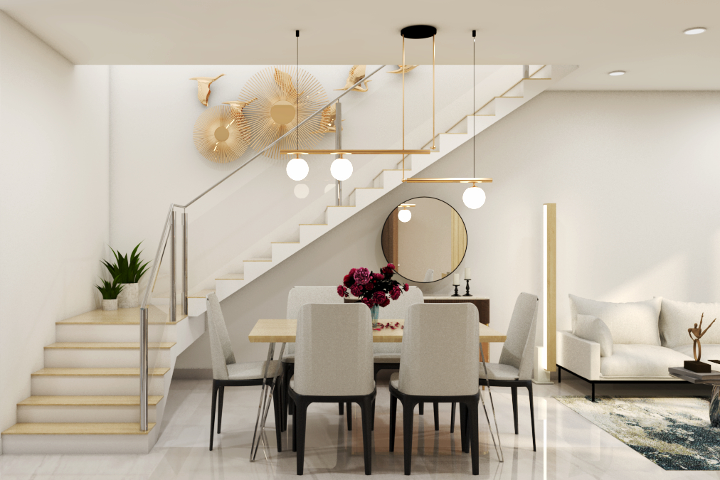 Modern Dining Hall With Neutral Colour Theme Livspace