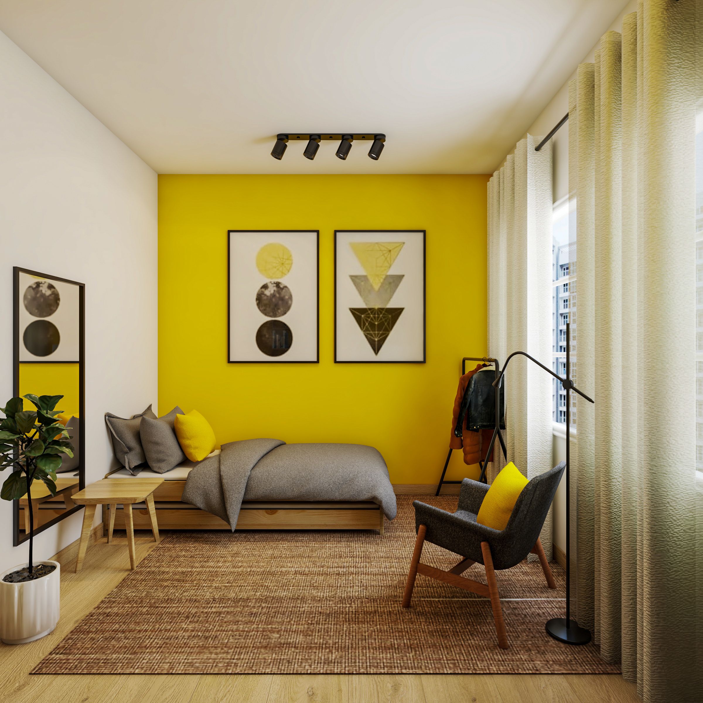Spacious Yellow-Toned Kids Room In Contemporary Style